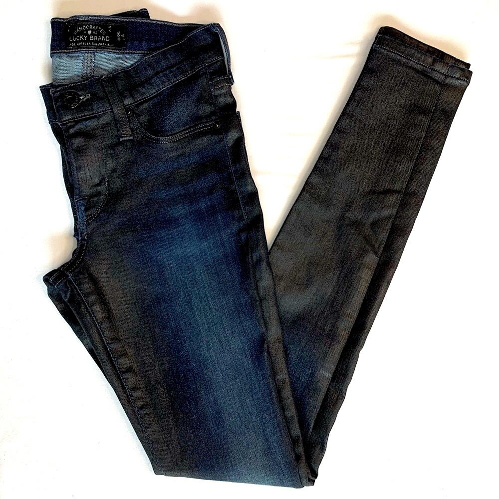 Vintage Lucky Brand Brooke Mid Rise Leather Coated Legging Jean - Ankle Length